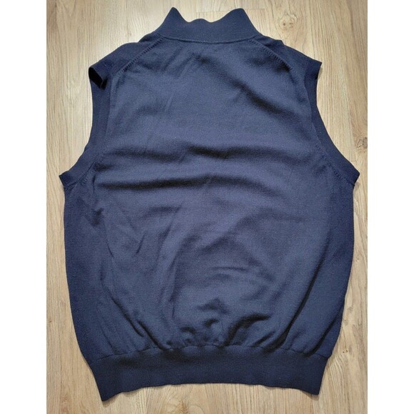 Fairway & Greene Sweater Vest Wind Vest Merino Wool Collared 1/4 Zip Large Blue - Picture 2 of 6